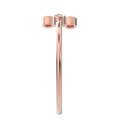 0.045 ct Round Cut Moissanite dainty Minimalist 3 stone floral bezel Stackable adjustable 14K / 18K Solid Rose Gold everyday wedding band