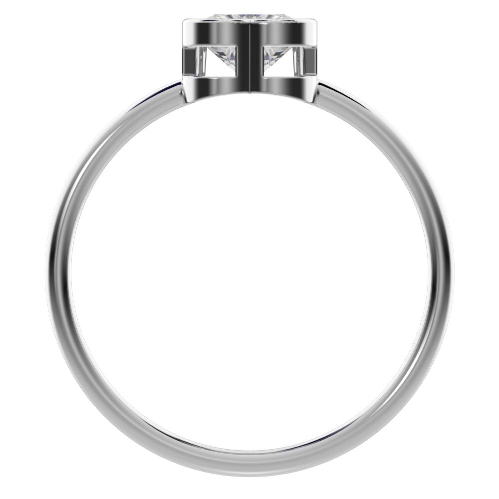 0.61 ct Heart Cut Simulated Clear Diamond dainty Minimalist bezel solitaire ring simple 14K / 18K Solid White Gold everyday ring