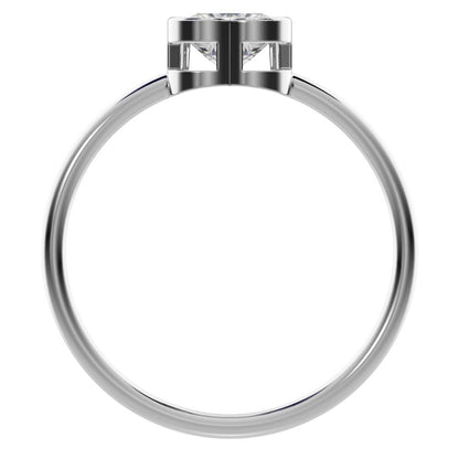 0.61 ct Heart Cut Simulated Clear Diamond dainty Minimalist bezel solitaire ring simple 14K / 18K Solid White Gold everyday ring