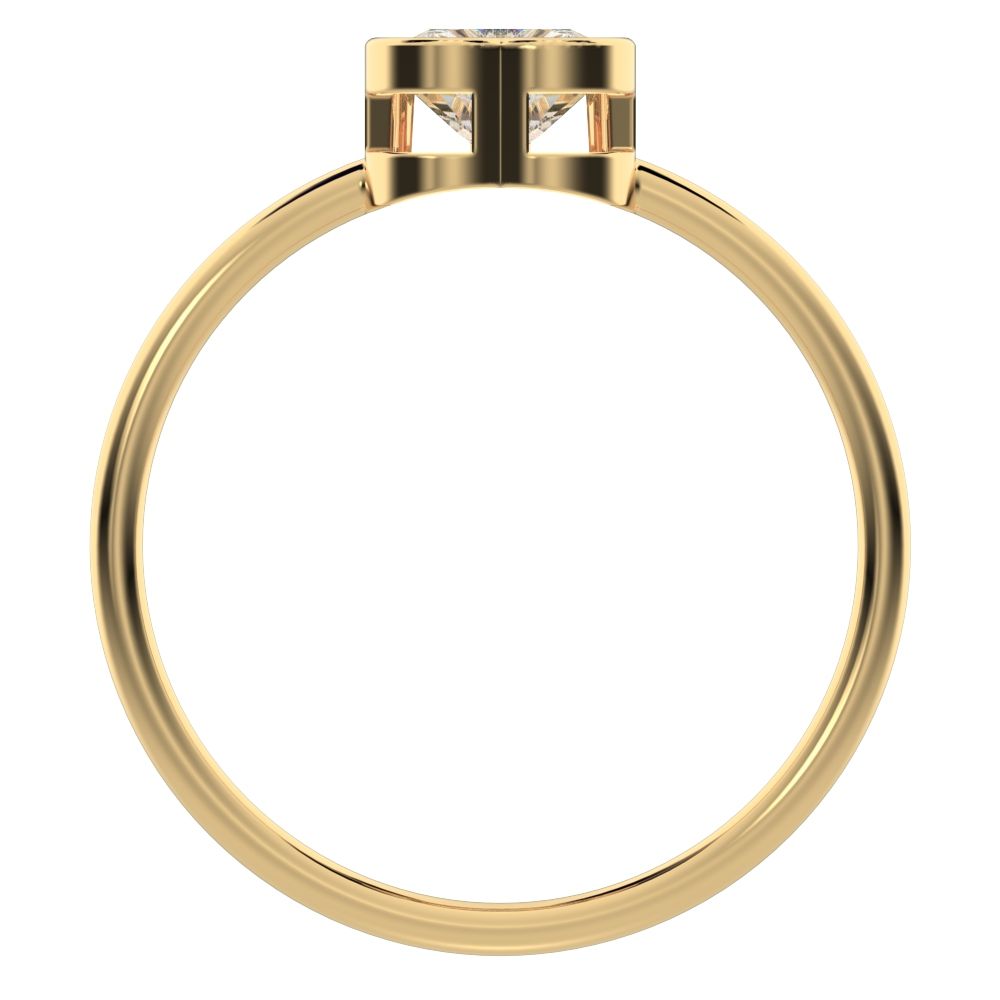 0.61 ct Heart Cut Simulated Clear Diamond dainty Minimalist bezel solitaire ring simple 14K / 18K Solid Yellow Gold everyday ring
