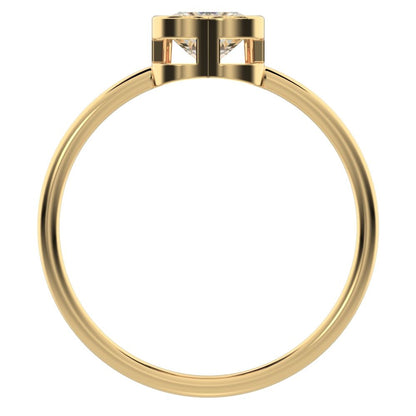 0.61 ct Heart Cut Moissanite dainty Minimalist bezel solitaire ring simple 14K / 18K Solid Yellow Gold everyday ring