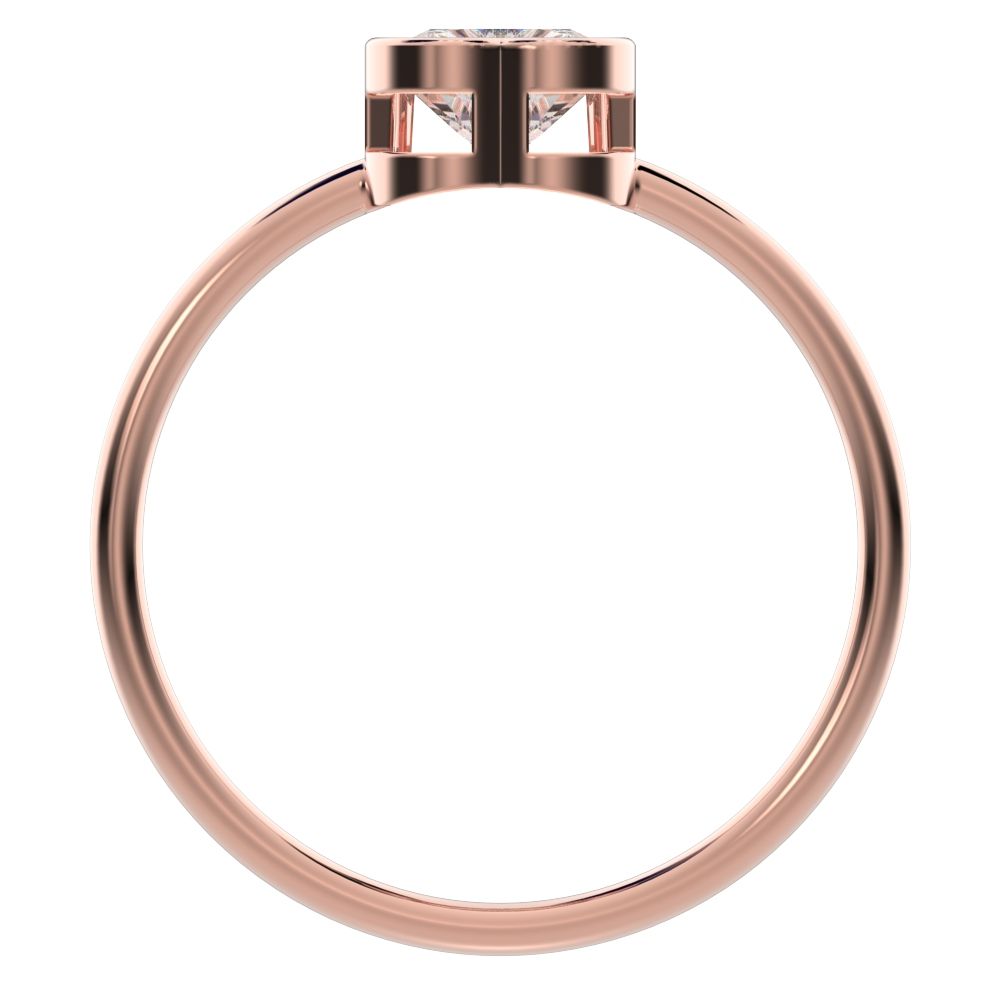 0.61 ct Heart Cut Simulated Clear Diamond dainty Minimalist bezel solitaire ring simple 14K / 18K Solid Rose Gold everyday ring