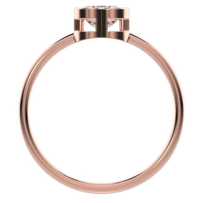 0.61 ct Heart Cut Simulated Clear Diamond dainty Minimalist bezel solitaire ring simple 14K / 18K Solid Rose Gold everyday ring