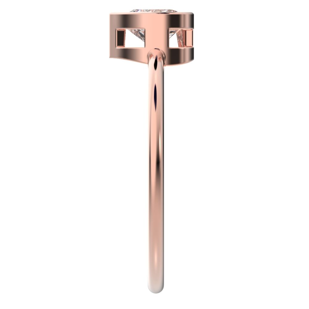 0.61 ct Heart Cut Simulated Clear Diamond dainty Minimalist bezel solitaire ring simple 14K / 18K Solid Rose Gold everyday ring