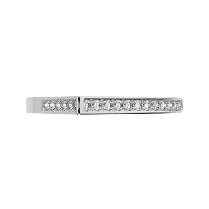 0.19Ct Round Cut Simulated Clear Diamond dainty Minimalist channel half eternity Stackable 14K / 18K Solid White Gold everyday wedding band