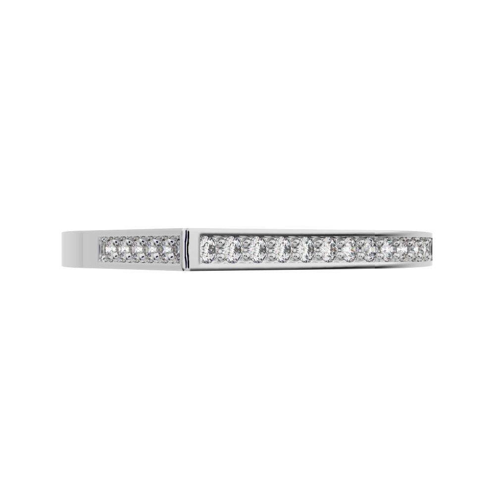 0.19 ct Round Cut Moissanite dainty Minimalist channel half eternity Stackable light 14K / 18K Solid White Gold everyday wedding band