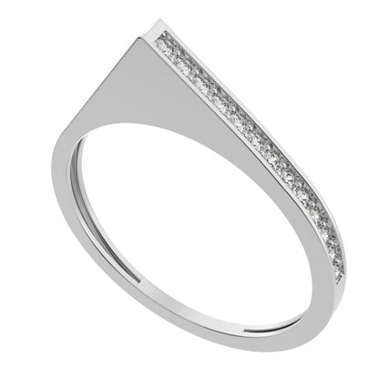 0.19Ct Round Cut Simulated Clear Diamond dainty Minimalist channel half eternity Stackable 14K / 18K Solid White Gold everyday wedding band