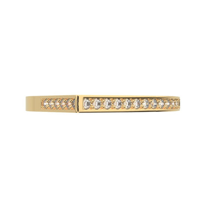 0.19 ct Round Cut Moissanite dainty Minimalist channel half eternity Stackable light 14K / 18K Solid Yellow Gold everyday wedding band