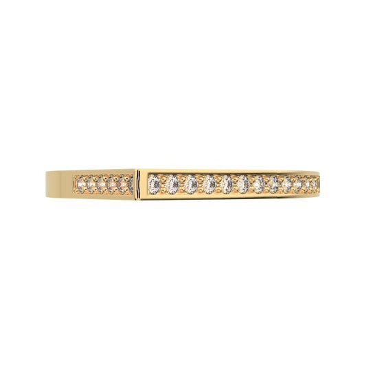 0.19 ct Round Cut Moissanite dainty Minimalist channel half eternity Stackable light 14K / 18K Solid Yellow Gold everyday wedding band