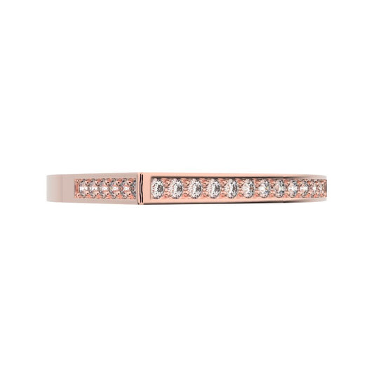 0.19 ct Round Cut Moissanite dainty Minimalist channel half eternity Stackable light 14K / 18K Solid Rose Gold everyday wedding band