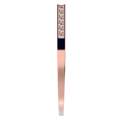 0.19 ct Round Cut Moissanite dainty Minimalist channel half eternity Stackable light 14K / 18K Solid Rose Gold everyday wedding band