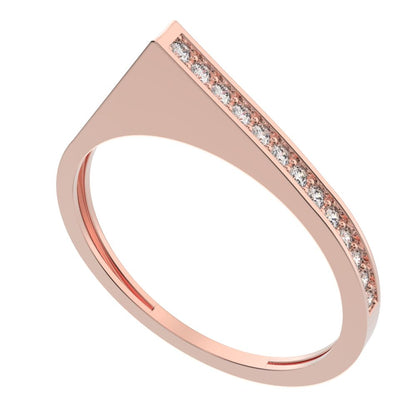 0.19Ct Round Cut Simulated Clear Diamond Minimalist channel half eternity Stackable light 14K / 18K Solid Rose Gold everyday wedding band
