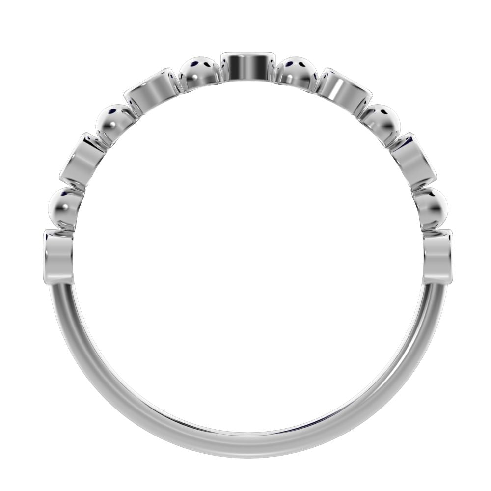 0.105Ct Round Cut Simulated Clear Diamond Minimalist bezel half eternity Stackable braided 14K / 18K Solid White Gold everyday wedding band