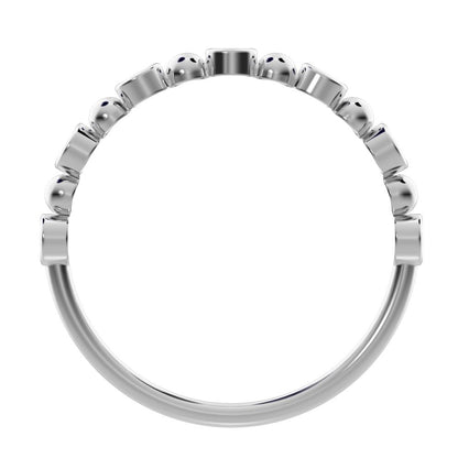 0.105Ct Round Cut Simulated Clear Diamond Minimalist bezel half eternity Stackable braided 14K / 18K Solid White Gold everyday wedding band