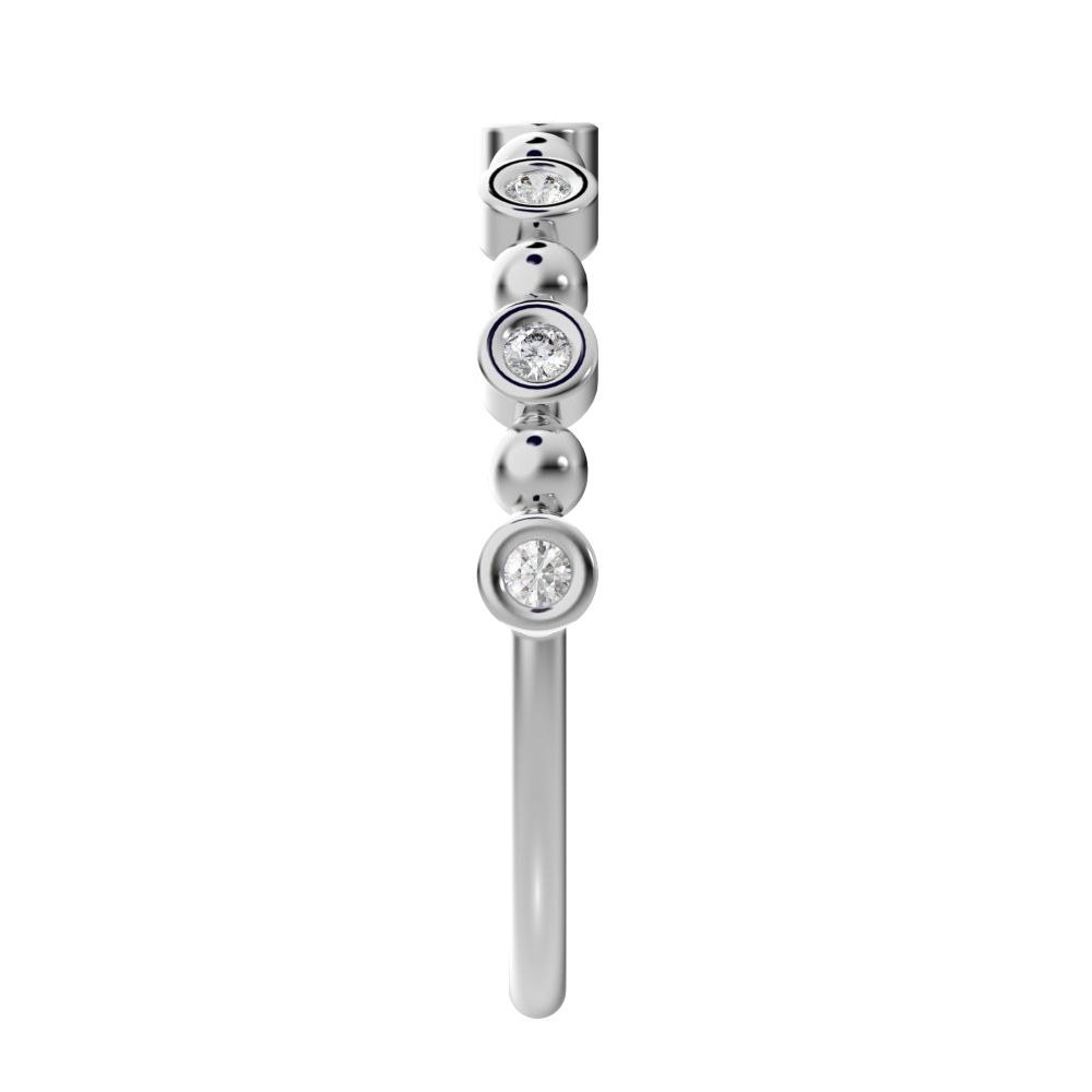 0.105Ct Round Cut Simulated Clear Diamond Minimalist bezel half eternity Stackable braided 14K / 18K Solid White Gold everyday wedding band