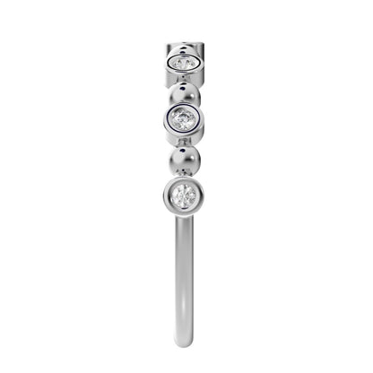 0.105Ct Round Cut Simulated Clear Diamond Minimalist bezel half eternity Stackable braided 14K / 18K Solid White Gold everyday wedding band