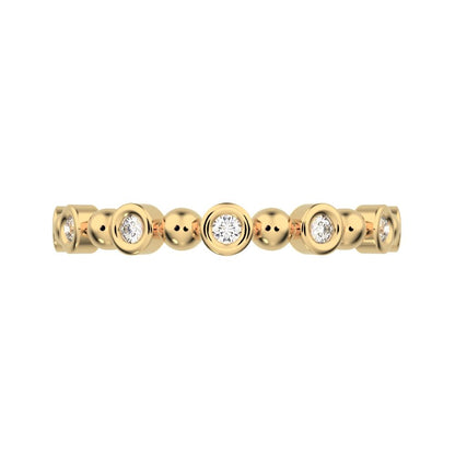 0.105Ct Round Cut Simulated Clear Diamond Minimalist half eternity Stackable braided 14K / 18K Solid Yellow Gold everyday wedding band