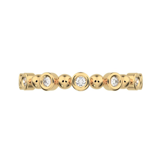 0.105Ct Round Cut Simulated Clear Diamond Minimalist half eternity Stackable braided 14K / 18K Solid Yellow Gold everyday wedding band