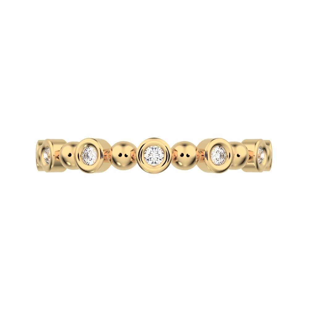 0.105 ct Round Cut Moissanite dainty Minimalist bezel half eternity Stackable braided 14K / 18K Solid Yellow Gold everyday wedding band
