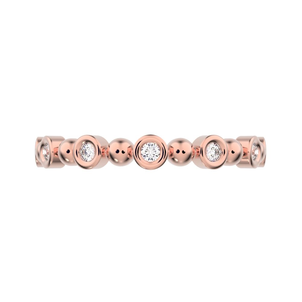 0.105 ct Round Cut Moissanite dainty Minimalist bezel half eternity Stackable braided 14K / 18K Solid Rose Gold everyday wedding band