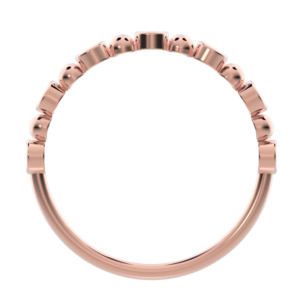 0.105 ct Round Cut Moissanite dainty Minimalist bezel half eternity Stackable braided 14K / 18K Solid Rose Gold everyday wedding band
