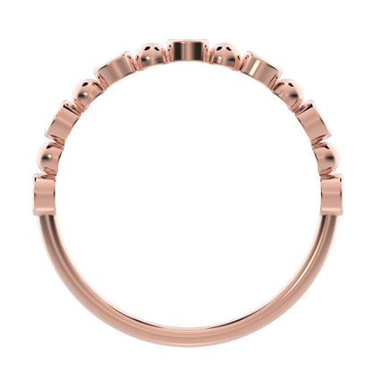 0.105 ct Round Cut Moissanite dainty Minimalist bezel half eternity Stackable braided 14K / 18K Solid Rose Gold everyday wedding band