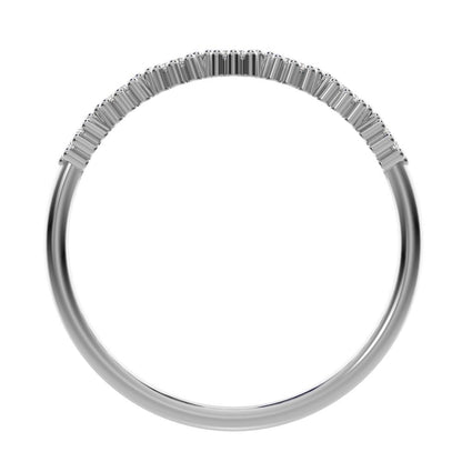 0.21Ct Round Cut Simulated Clear Diamond Minimalist bezel half eternity sun Stackable knot 14K / 18K Solid White Gold everyday wedding band