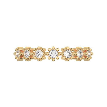 0.21Ct Round Cut Simulated Clear Diamond Minimalist half eternity sun Stackable knot 14K / 18K Solid Yellow Gold everyday wedding band
