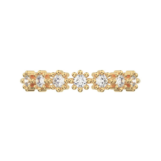 0.21 ct Round Cut Moissanite dainty Minimalist bezel half eternity sun Stackable knot 14K / 18K Solid Yellow Gold everyday wedding band