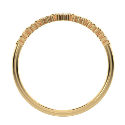0.21 ct Round Cut Moissanite dainty Minimalist bezel half eternity sun Stackable knot 14K / 18K Solid Yellow Gold everyday wedding band
