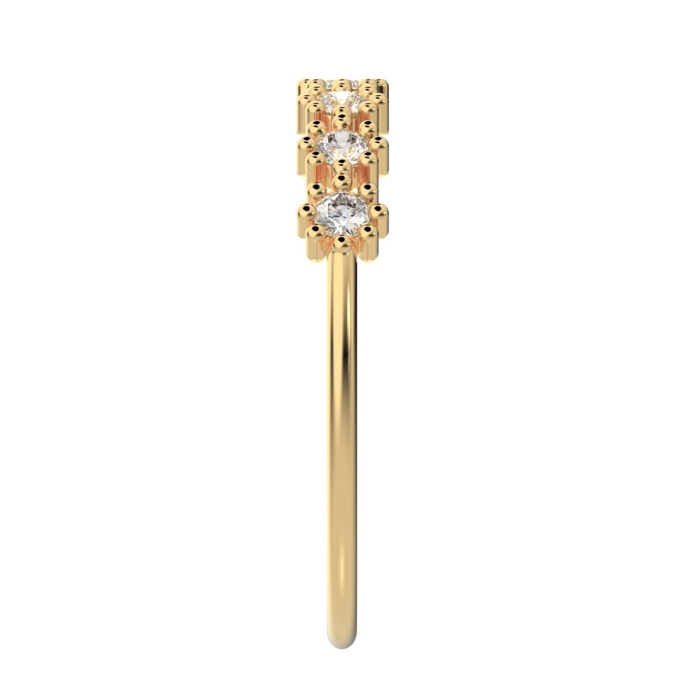 0.21Ct Round Cut Simulated Clear Diamond Minimalist half eternity sun Stackable knot 14K / 18K Solid Yellow Gold everyday wedding band