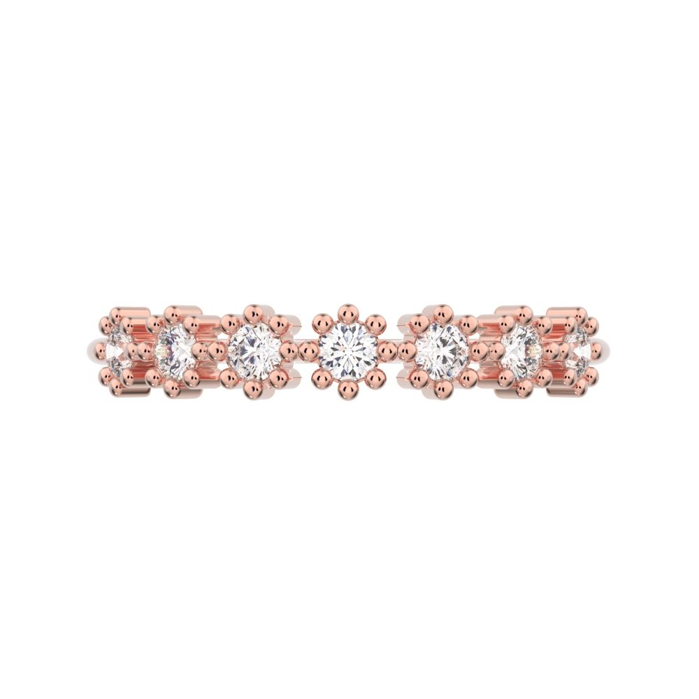0.21Ct Round Cut Simulated Clear Diamond Minimalist bezel half eternity sun Stackable knot 14K / 18K Solid Rose Gold everyday wedding band