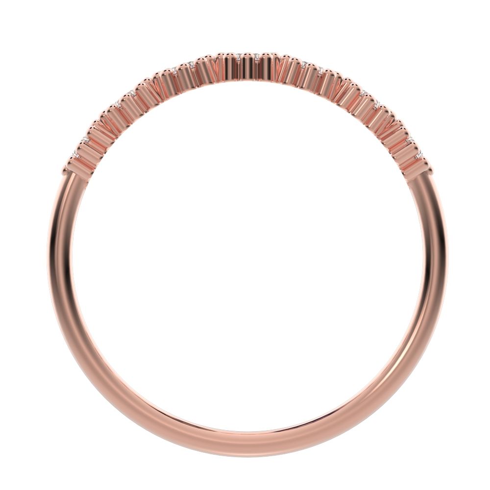 0.21Ct Round Cut Simulated Clear Diamond Minimalist bezel half eternity sun Stackable knot 14K / 18K Solid Rose Gold everyday wedding band