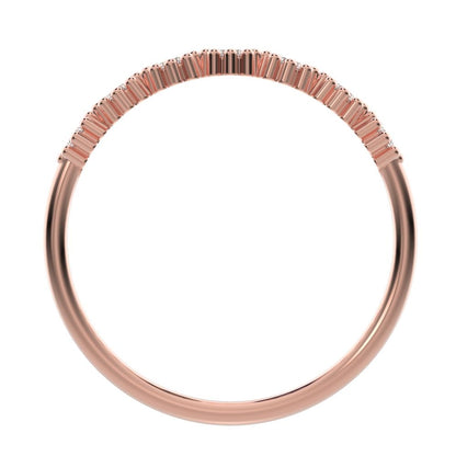 0.21Ct Round Cut Simulated Clear Diamond Minimalist bezel half eternity sun Stackable knot 14K / 18K Solid Rose Gold everyday wedding band
