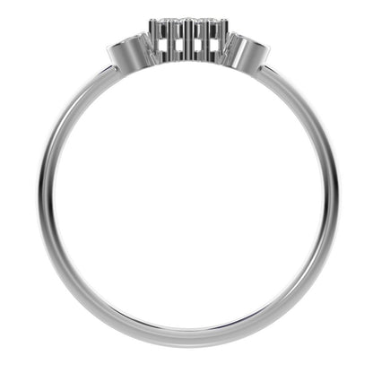 0.14 ct Round Cut Moissanite dainty Minimalist cluster bezel halo light 14K / 18K Solid White Gold everyday ring