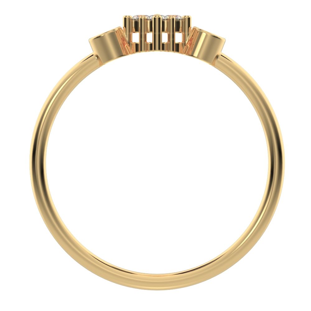 0.14 ct Round Cut Moissanite dainty Minimalist cluster bezel halo light 14K / 18K Solid Yellow Gold everyday ring