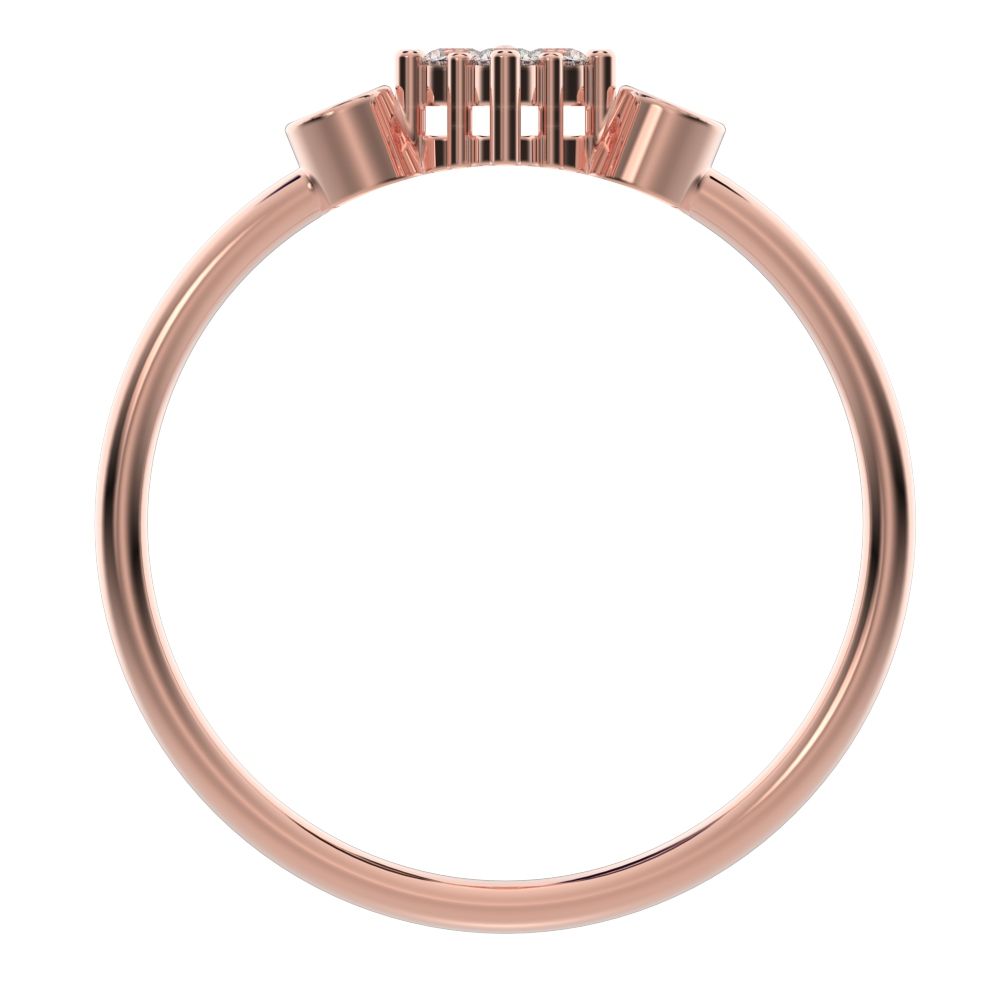 0.14 ct Round Cut Simulated Clear Diamond dainty Minimalist cluster bezel halo light 14K / 18K Solid Rose Gold everyday ring