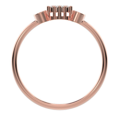 0.14 ct Round Cut Moissanite dainty Minimalist cluster bezel halo light 14K / 18K Solid Rose Gold everyday ring