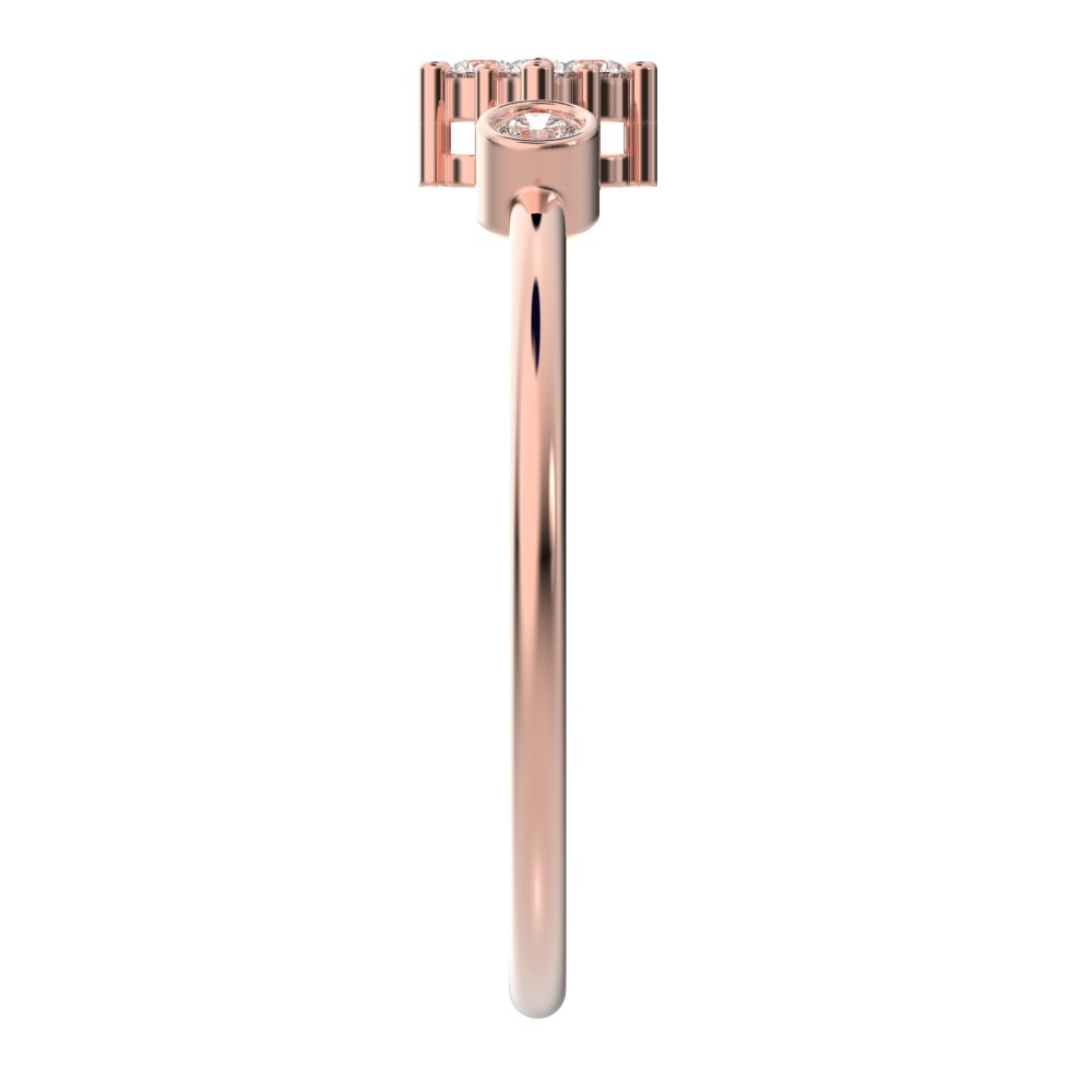0.14 ct Round Cut Simulated Clear Diamond dainty Minimalist cluster bezel halo light 14K / 18K Solid Rose Gold everyday ring