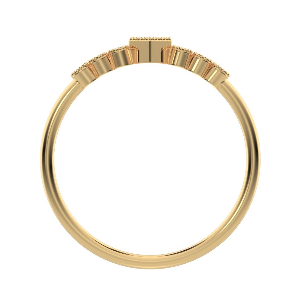 0.105 ct Princess Cut Simulated Clear Diamond dainty halo Minimalist solitaire with accents 14K / 18K Solid Yellow Gold everyday ring