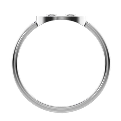 0.02 ct Round Cut Moissanite dainty Minimalist smiley face emoji bezel light 14K / 18K Solid White Gold everyday ring