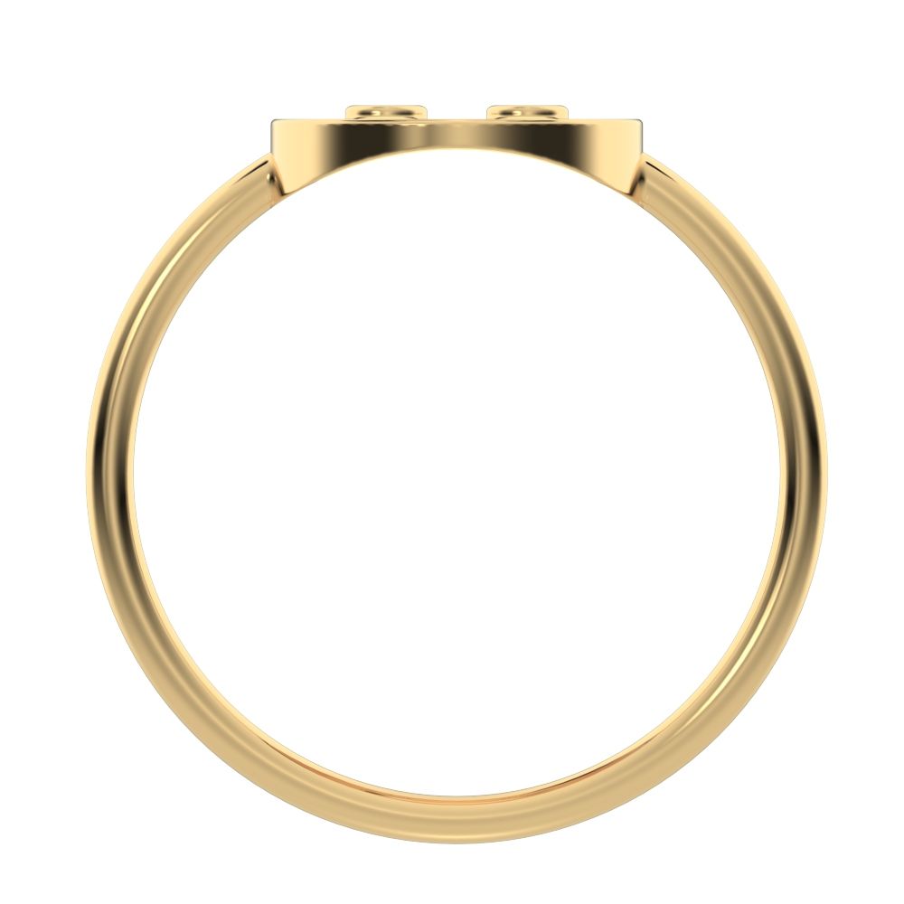 0.02 ct Round Cut Moissanite dainty Minimalist smiley face emoji bezel light 14K / 18K Solid Yellow Gold everyday ring