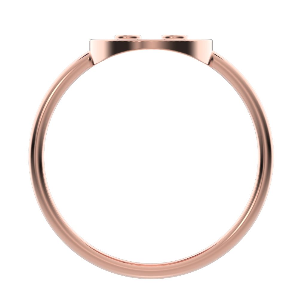 0.02 ct Round Cut Simulated Clear Diamond dainty Minimalist smiley face emoji bezel light 14K / 18K Solid Rose Gold everyday ring