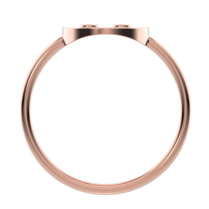 0.02 ct Round Cut Simulated Clear Diamond dainty Minimalist smiley face emoji bezel light 14K / 18K Solid Rose Gold everyday ring