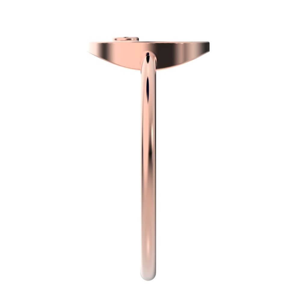0.02 ct Round Cut Moissanite dainty Minimalist smiley face emoji bezel light 14K / 18K Solid Rose Gold everyday ring