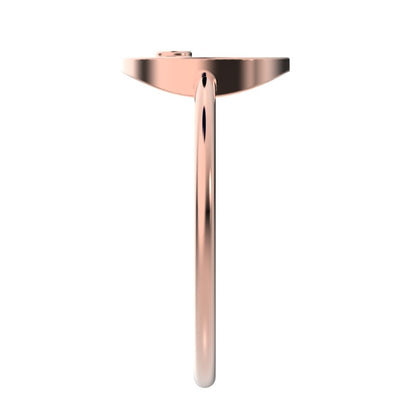 0.02 ct Round Cut Moissanite dainty Minimalist smiley face emoji bezel light 14K / 18K Solid Rose Gold everyday ring