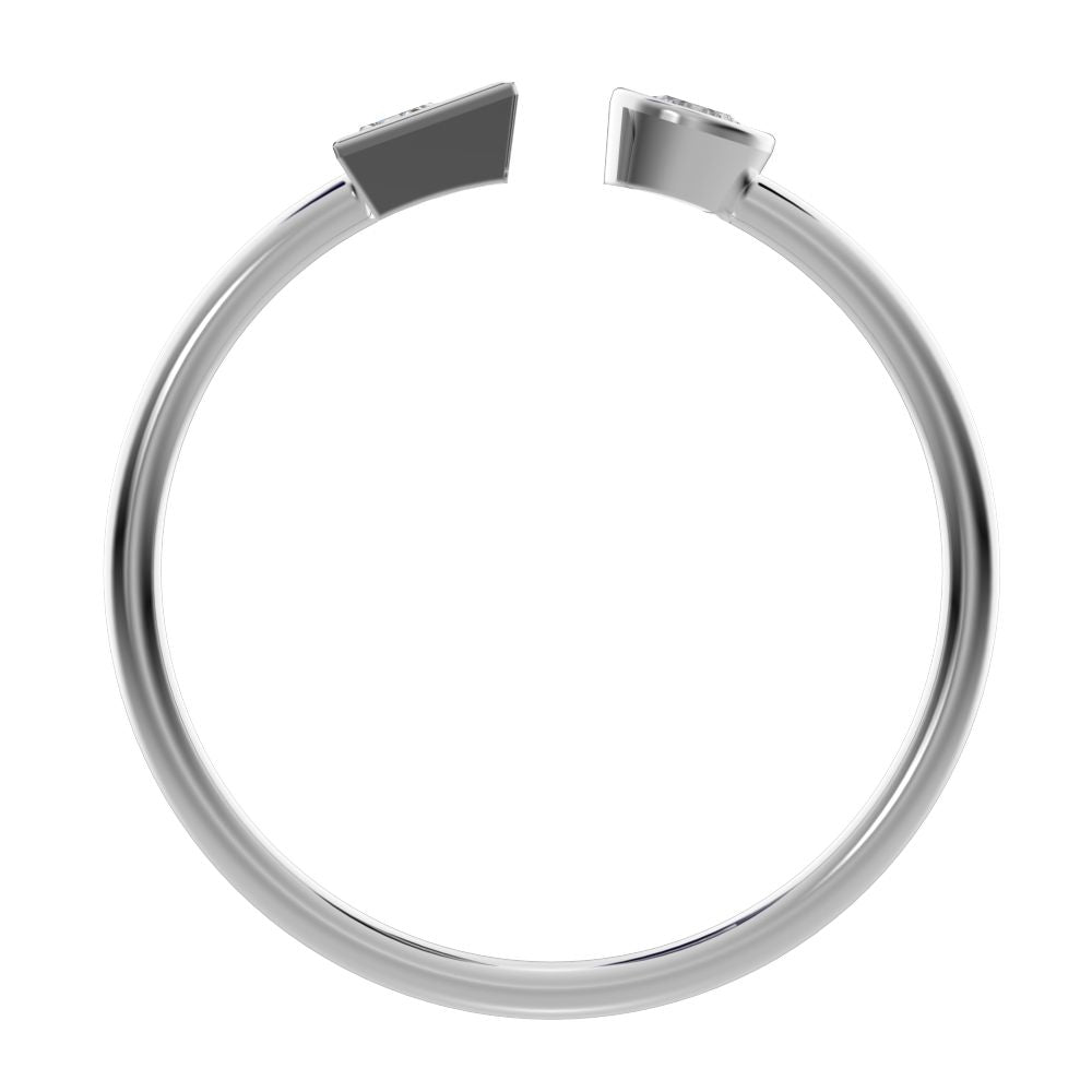 0.23Ct Triangle Cut Simulated Clear Diamond Minimalist adjustable Toi et Moi Dual stone 14K / 18K Solid White Gold everyday wedding band