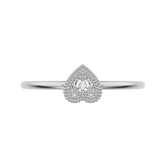 0.03 ct Round Cut Simulated Clear Diamond dainty Minimalist heart vintage halo cluster 14K / 18K Solid White Gold everyday ring