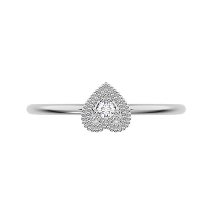 0.03 ct Round Cut Moissanite dainty Minimalist heart vintage halo cluster 14K / 18K Solid White Gold everyday ring