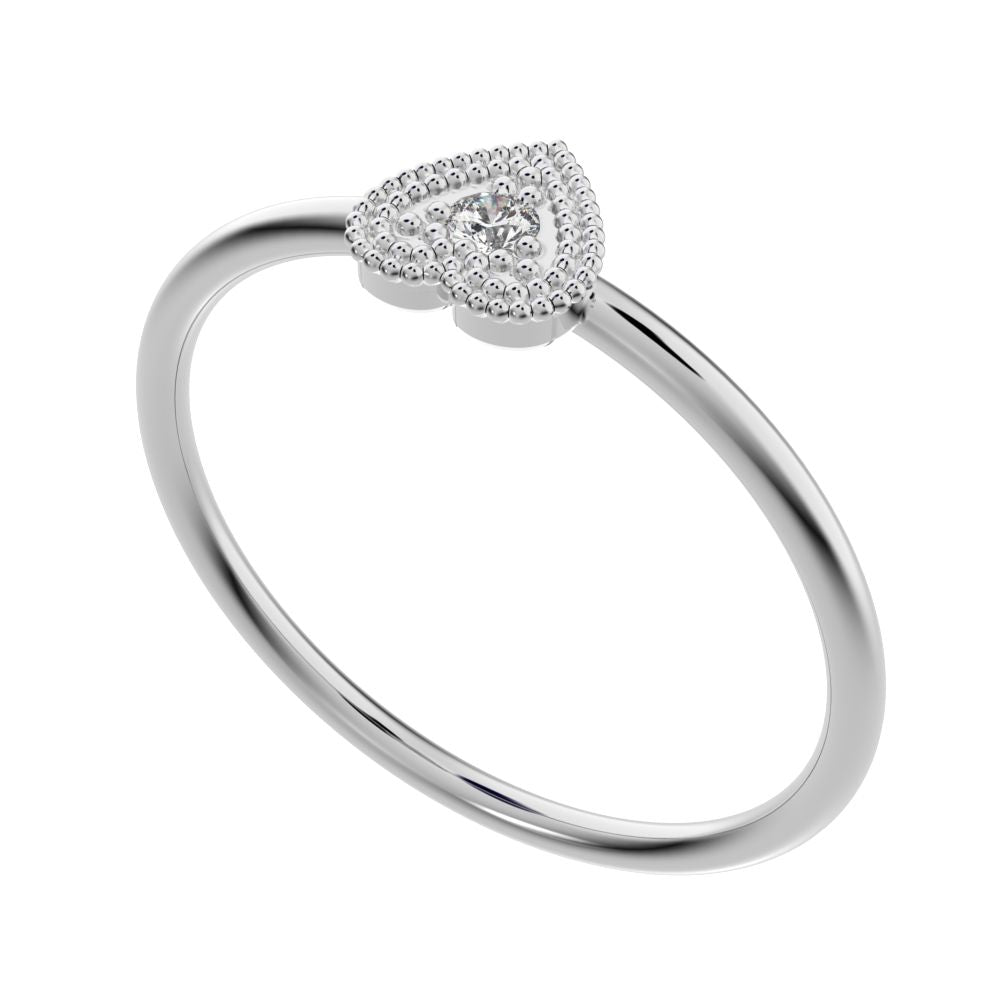 0.03 ct Round Cut Simulated Clear Diamond dainty Minimalist heart vintage halo cluster 14K / 18K Solid White Gold everyday ring